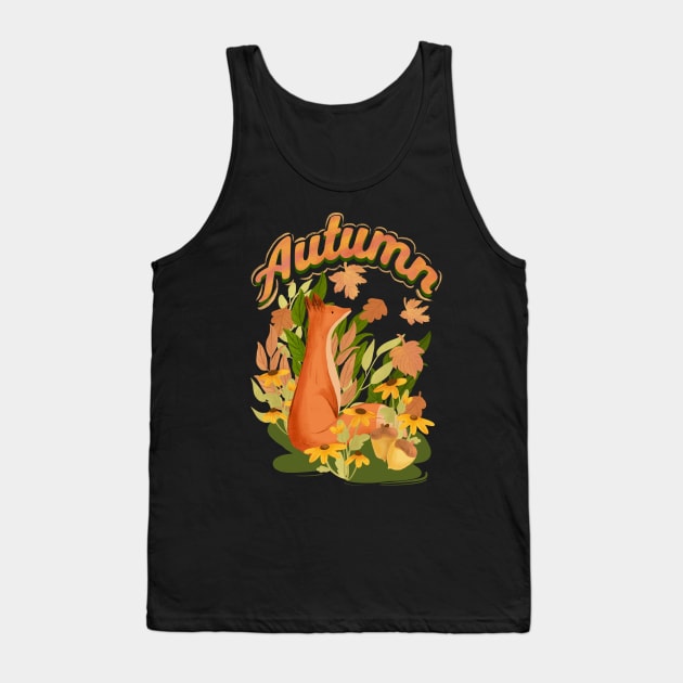 Red Fox And Falling Leaves In The Forest Tank Top by i am Cuta